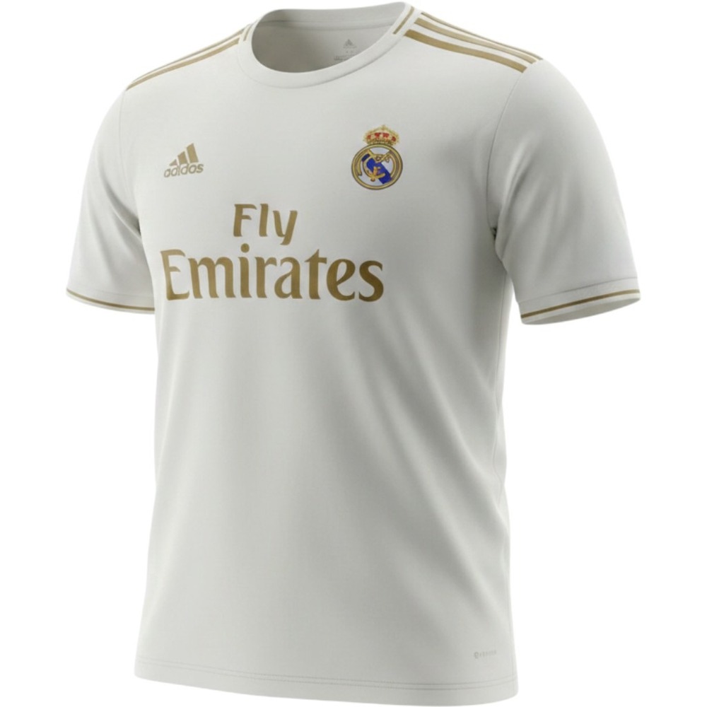 Real Madrid 2019/20 Home Jersey Adidas Hazard #7 White Gold Soccer Shirt 3XL